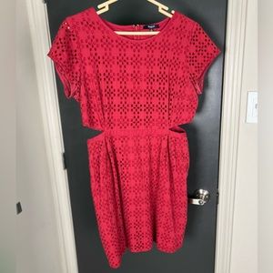 Madewell Red Eyelet Dress with Side Cut Outs